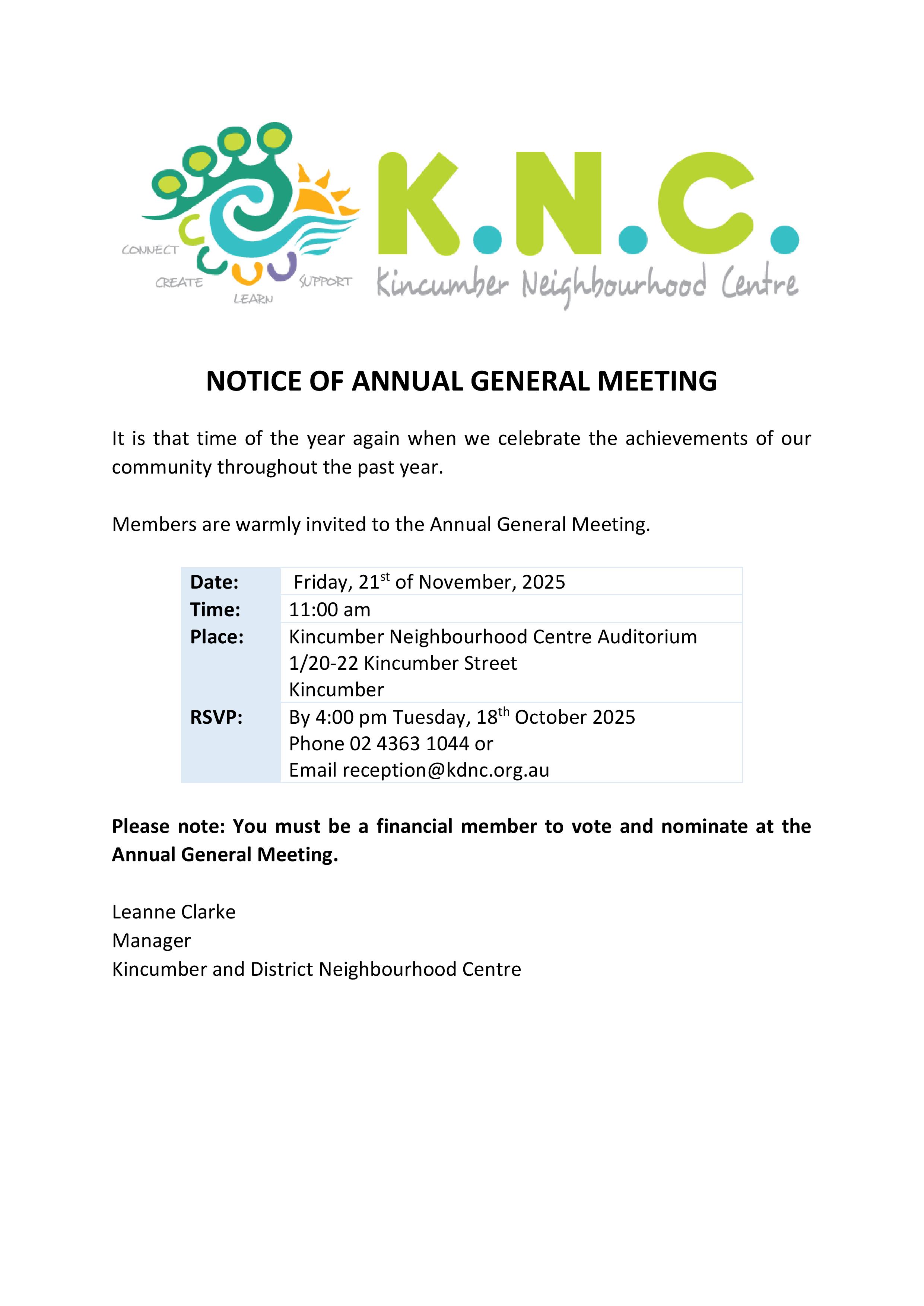 NOTICE OF ANNUAL GENERAL MEETING
